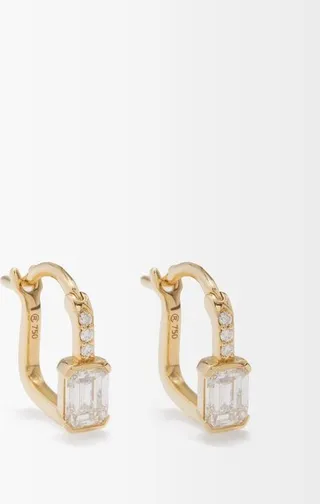 Diamond & 18kt Gold Hoop Earrings