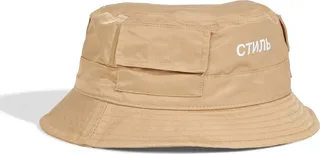 Appliquéd printed shell bucket hat
