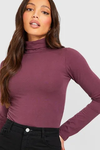 Tall Basic Cotton Blend Turtleneck Longsleeve one piece