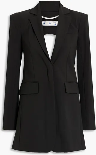 Cutout printed twill blazer