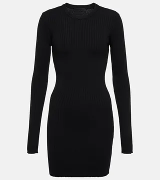 Rib-knit wool minidress