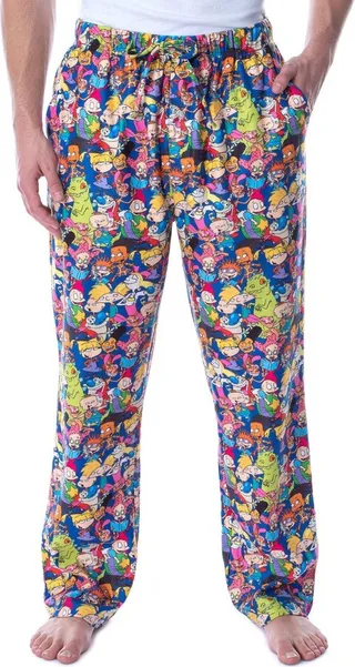 Nickelodeon Men's 90s Cartoon Characters Allover Loungewear Pajama Pants (3XL) Multicoloured