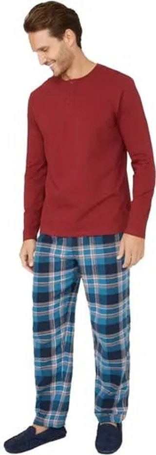 Debenhams Mens Checked Long Pyjama Set - Red