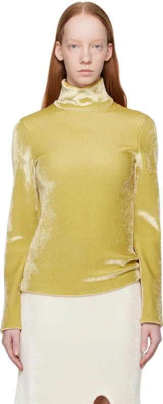 Jil Sander Yellow Zip Turtleneck