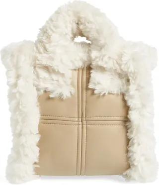 Mini Lizzie Faux Shearling & Faux Leather Tote