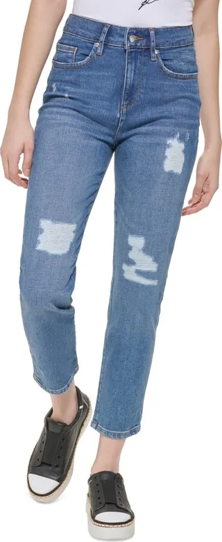 Karl Lagerfeld Paris Women's Distressed Tape Denim