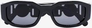 Black Biggie Geo Rectangular Sunglasses