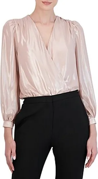 Bcbgmaxazria Metallic V Neck Bodysuit
