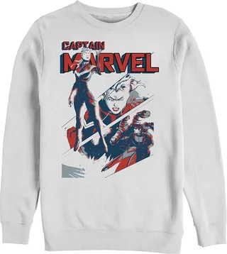 Men's Marvel Captain Marvel Streaks Sweatshirt - White - X Large