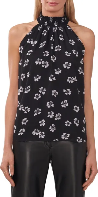 Floral Halter Neck Sleeveless Top