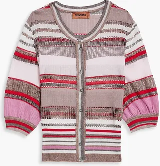 Metallic crochet-knit cardigan