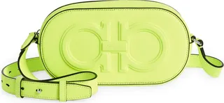 Double Gancio Embossed Leather Crossbody Bag