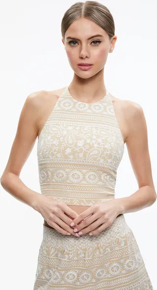 Jaymee Tie Neck Cropped Halter Top