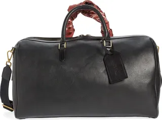 Scarf Detail Calfskin Leather Duffle Bag
