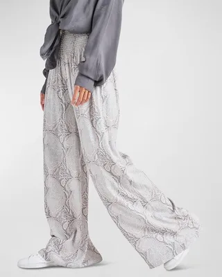 Mackenzie High-Rise Paisley-Print Wide-Leg Pants