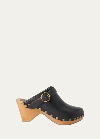 Titya Leather Buckle Clogs