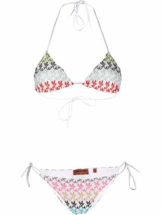 Patterned Side-Tie Bikini Set
