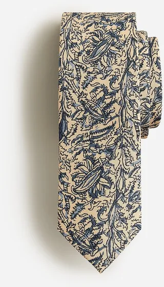 Silk tie in block print