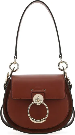 Chloé Tess Logo Embossed Ring Embellished Shoulder Bag