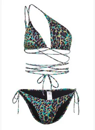 Animal Print Triangle Cut Out/Windowed Bikini Set
