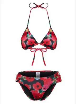 Floral Patterned Triangle Bikini Set