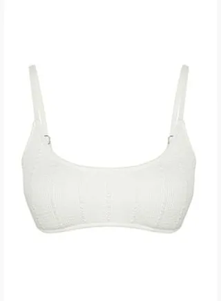 Ecru Strapless Textured Bikini Top TBESS24BU00041