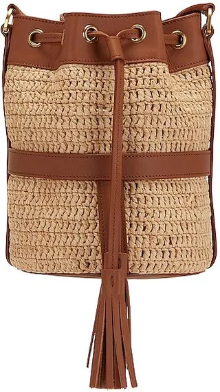 Saint Laurent Seau Raffia Bag in Neutral