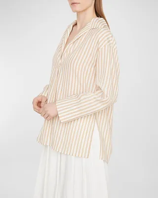 Coast Stripe Shaped-Collar Pullover Shirt