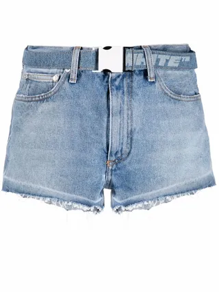 Belted Denim Shorts