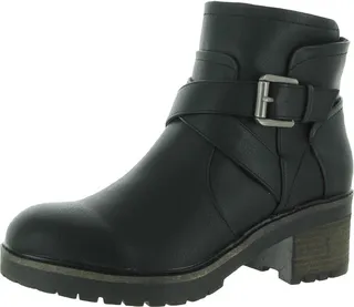 Vannessah Womens Leather Lugged Sole Combat & Lace-up Boots