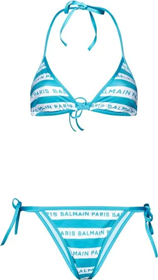 Balmain Logo Printed Bikini Set