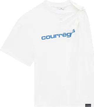 logo-print asymmetric T-Shirt