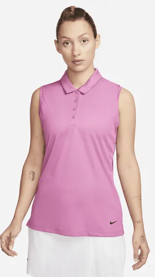 Nike Women's Dri-FIT Victory Sleeveless Golf Polo in Pink