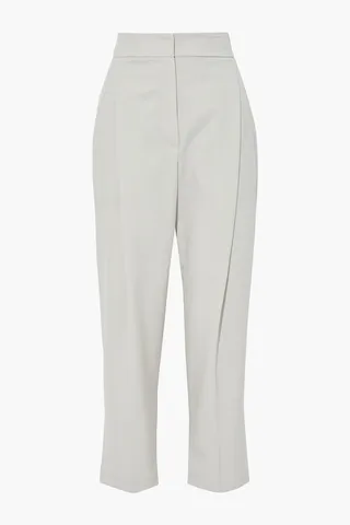 Cropped wool-twill straight-leg pants