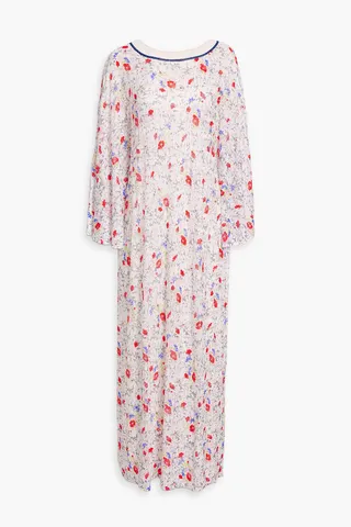 Floral-print crochet-knit maxi dress