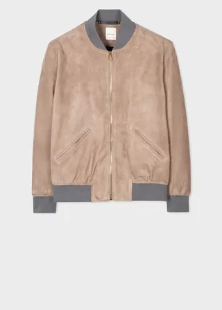 Taupe Suede Bomber Jacket