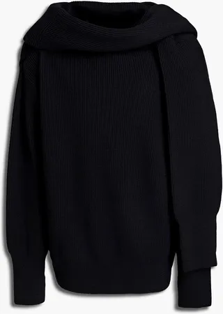 Oversized layered ribbed wool sweater