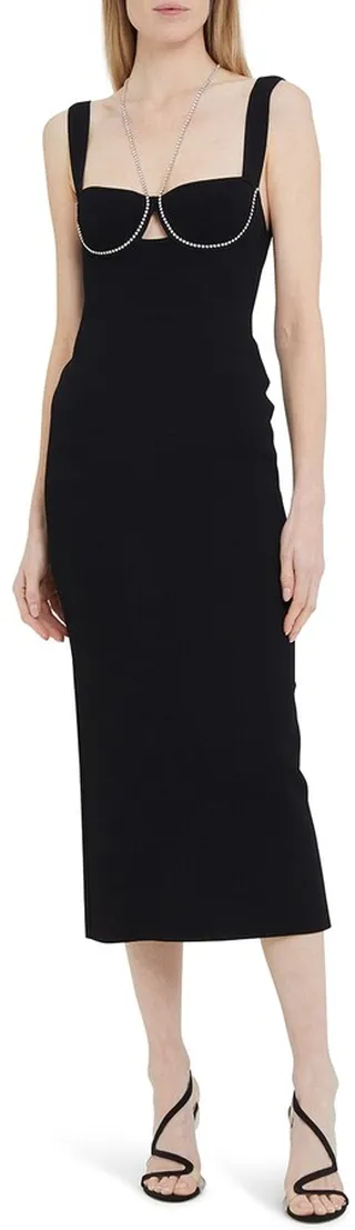 Celeste Crystal Embellished Bustier Midi Dress