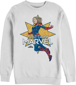 Men's Marvel Captain Marvel Vintage Star Sweatshirt - White - X Large