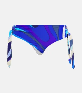 Printed mid-rise bikini bottoms
