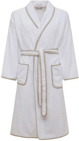 Light terrycloth & linen crepe bathrobe