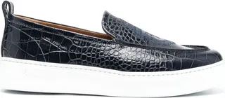 Crocodile-Effect Slip-On Sneakers