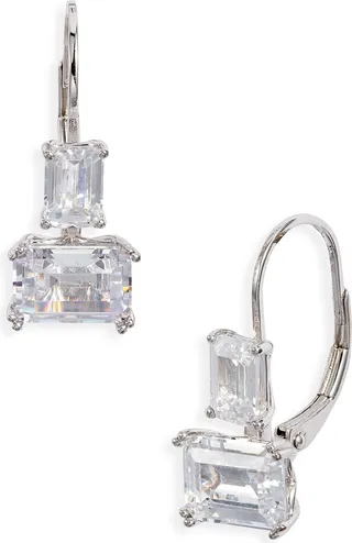 Stacked Cubic Zirconia Drop Earrings