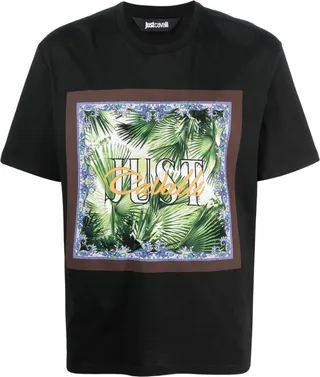 palm tree-print cotton T-shirt