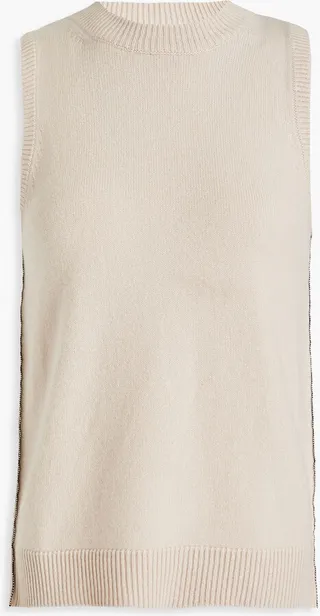 Bead-embellished cashmere vest