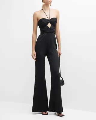 Jada Keyhole Halter Wide-Leg Jumpsuit