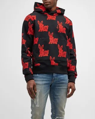 Men's Allover Rabbit-Print Hoodie