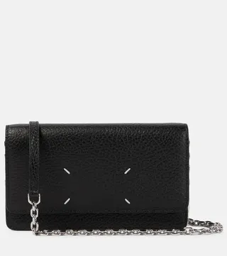 Four stitches leather shoulder bag