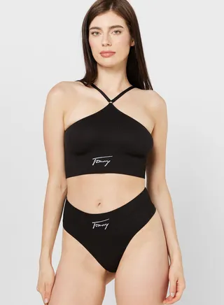 Logo High Leg Thong