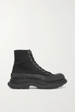 Alexander McQueen - Canvas And Rubber Exaggerated-sole Ankle Boots - Black